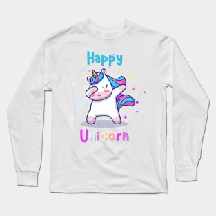 Happy Unicorn Cool Unicorn With Stars Long Sleeve T-Shirt